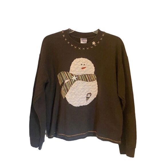 Gildan Tops - Vintage Gildan Snowman Sweatshirt Winter Size M Brown